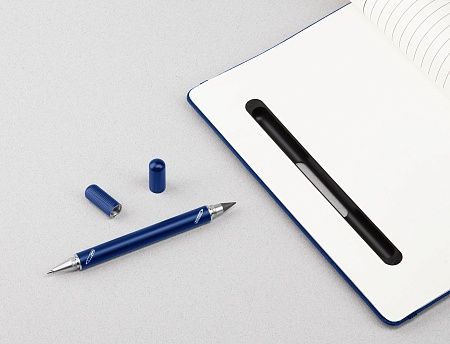 Блокнот с ручкой и вечным карандашом в пенале, с подставкой под смартфон