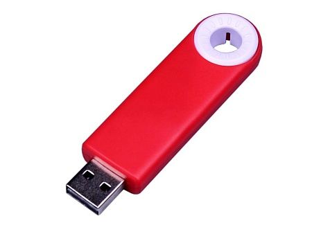 USB 2.0- флешка промо на 4 Гб прямоугольной формы, выдвижной механизм красная