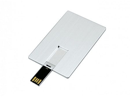 USB 2.0- флешка на 8 Гб в виде металлической карты, с раскладным чипом