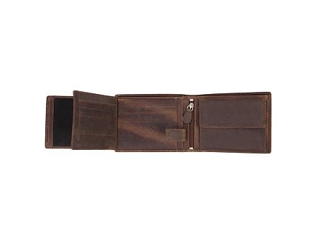Бумажник Yukon коричневый, натуральная телячья кожа