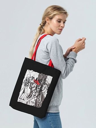 Холщовая сумка MakeLove, черная с красными ручками