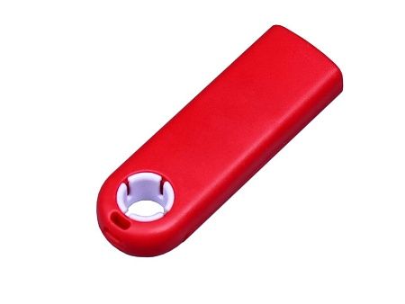 USB 2.0- флешка промо на 4 Гб прямоугольной формы, выдвижной механизм красная