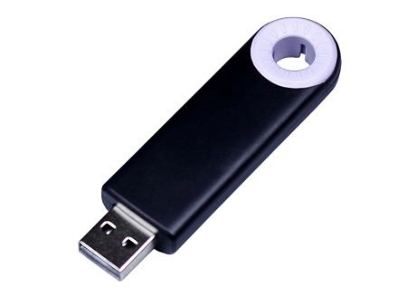 USB 2.0- флешка промо на 4 Гб прямоугольной формы, выдвижной механизм черная