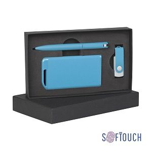 Набор ручка + флеш-карта 16Гб + зарядное устройство 4000 mAh в футляре покрытие soft touch