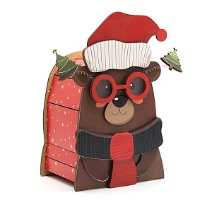 Мишка в очках - упаковка новогодняя из дерева