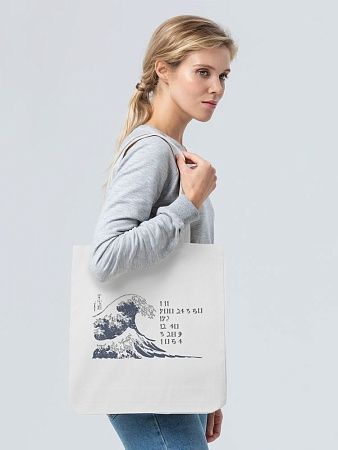 Холщовая сумка «Цифровые стихи. Японская поэзия», молочно-белая