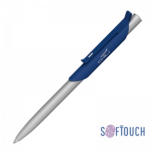 Ручка шариковая "Skil", темно-синий/серебристый, покрытие soft touch